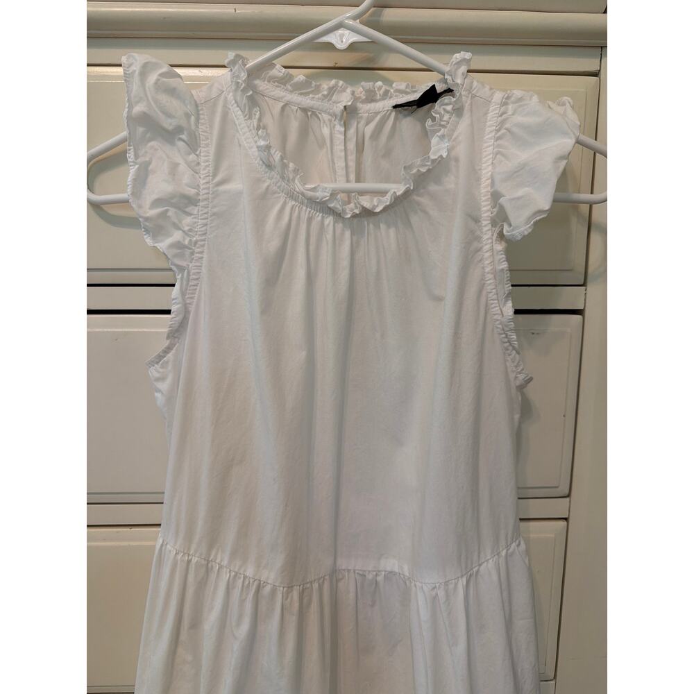 J. Crew White Sundress Women's Size Small Tiered Flowy Ruffles Coastal Summer - Picture 7 of 8